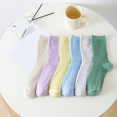 6 Pairs Polka Dot Socks Mid Tube Stockings