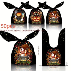 50pcs Halloween Treat Candy Bag Ghost Skull Pumpkin Bundle Pocket Drawstring