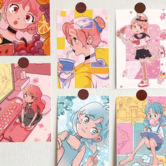10pcs Cartoon Girl Postcards for Bedroom Wall Decor