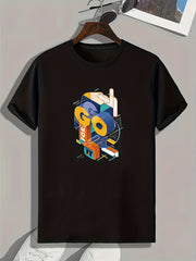 GO FOR IT Pattern Print Men's Comfy Sports T shirt Graphic Tee