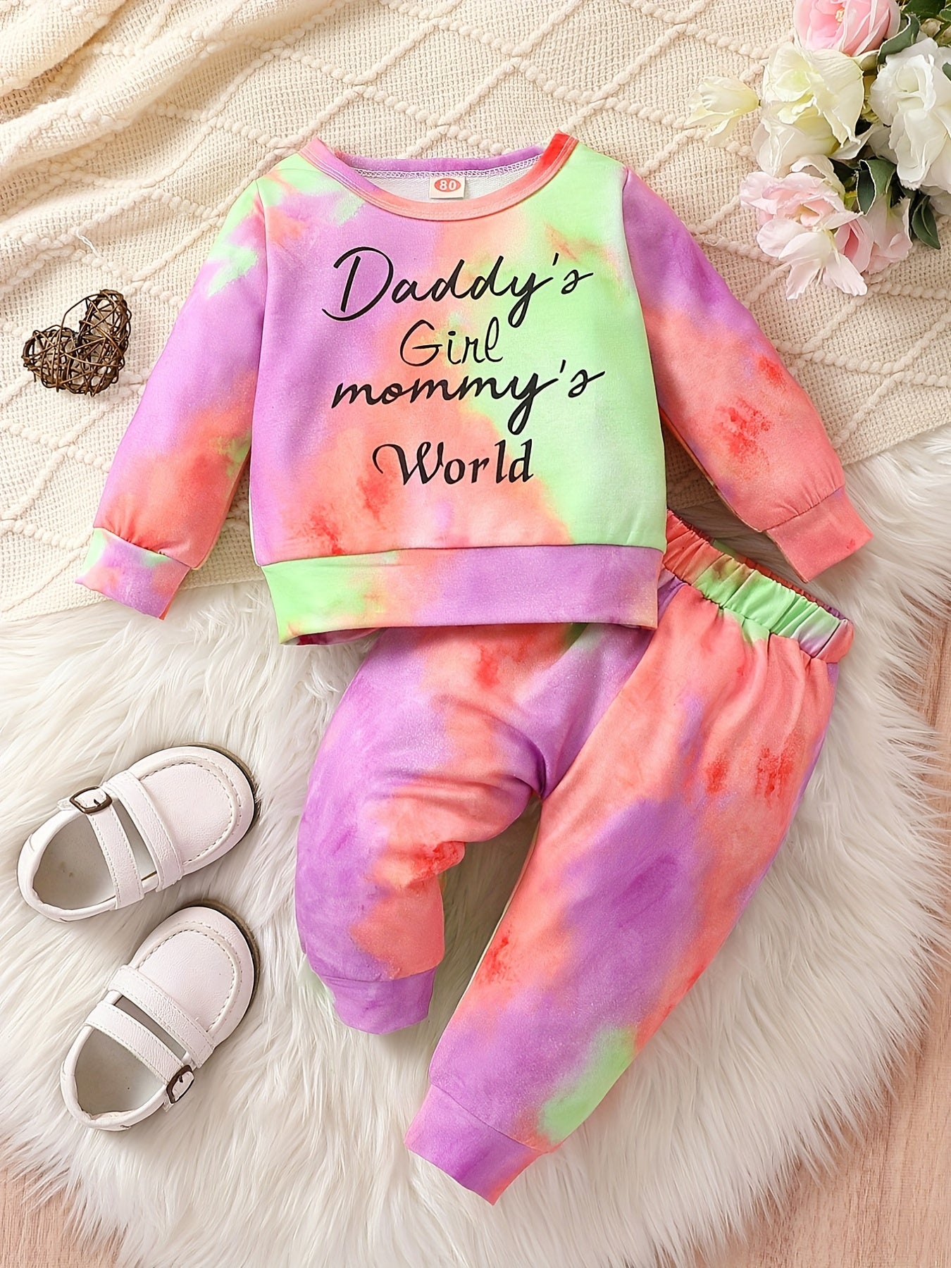 Toddler Girls Tie Dye Long Sleeve T Shirt & Pants Set