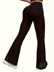 Mesh Stitching Yoga Flare Pants Fitness Butt Lifting Bootcut
