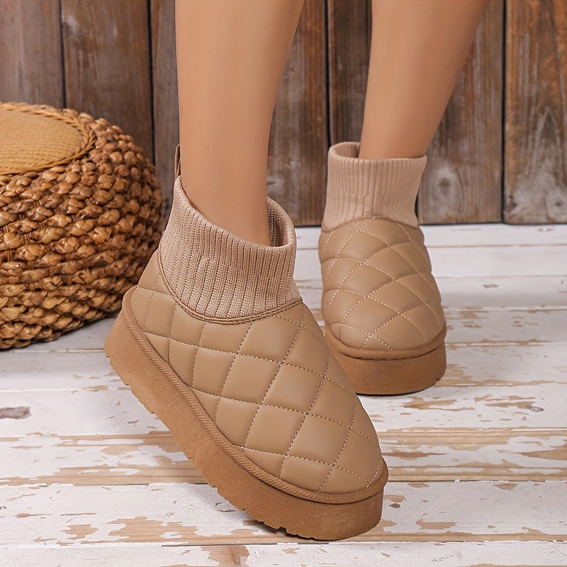 Waterproof Faux Leather Winter Boots Non Slip Snow Boots