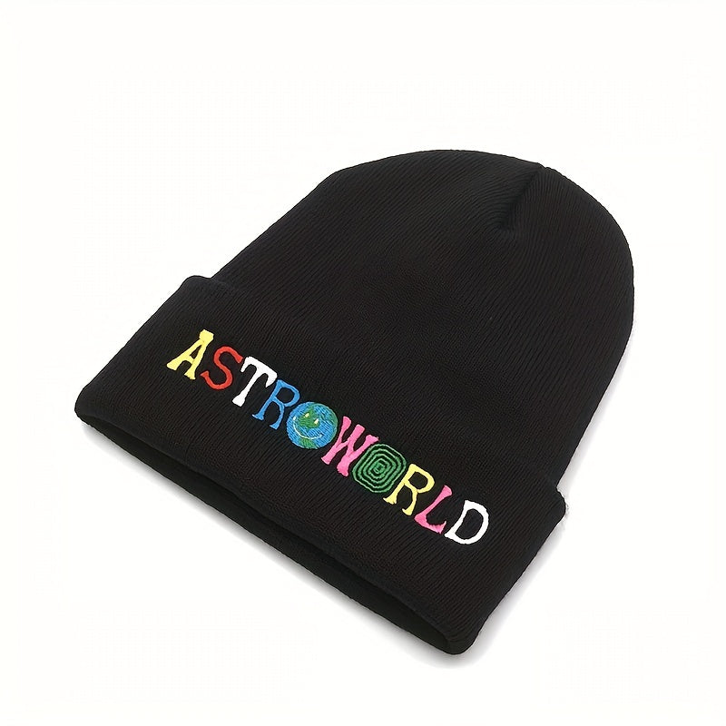 Men's Letter Embroidery Knitted Cap Warm Hat
