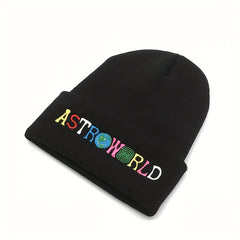 Men's Letter Embroidery Knitted Cap Warm Hat