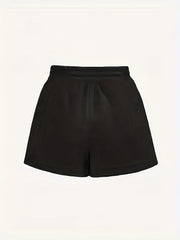 Solid Wide Leg Drawstring Shorts for Women