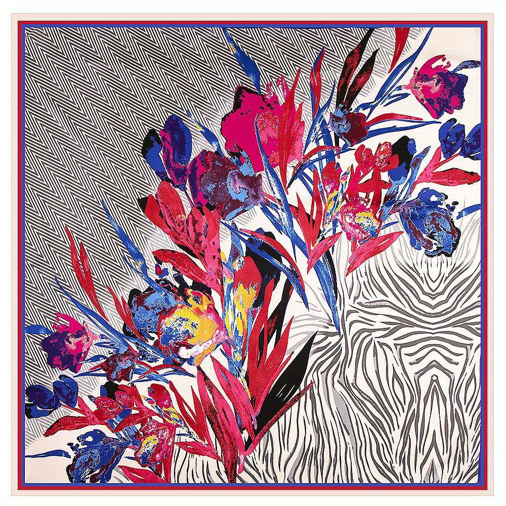 Flower & Chevron Bandana Silk Tube Top Scarf Wrap
