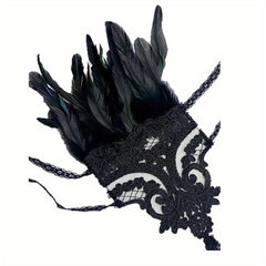 Women's Lace Gloves With Faux Feather for Wedding Prom Party