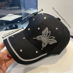 Rhinestone Butterfly Baseball Cap Casual Sun Hat Sunscreen Dad Hats For Women