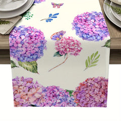 Rustic Floral Hydrangea Table Runner Heat Resistant Washable 13x7