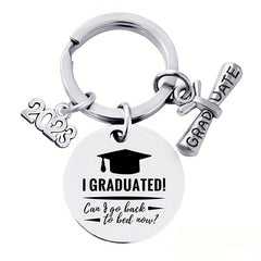 Graduation Keychain Stainless Steel Round Metal Pendant