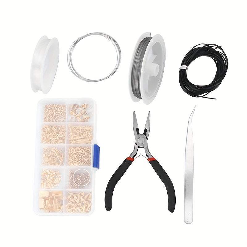 10 Grids Jewelry Accessories Set Open/Closed Rings & Lobster Clasp + Tool Pliers