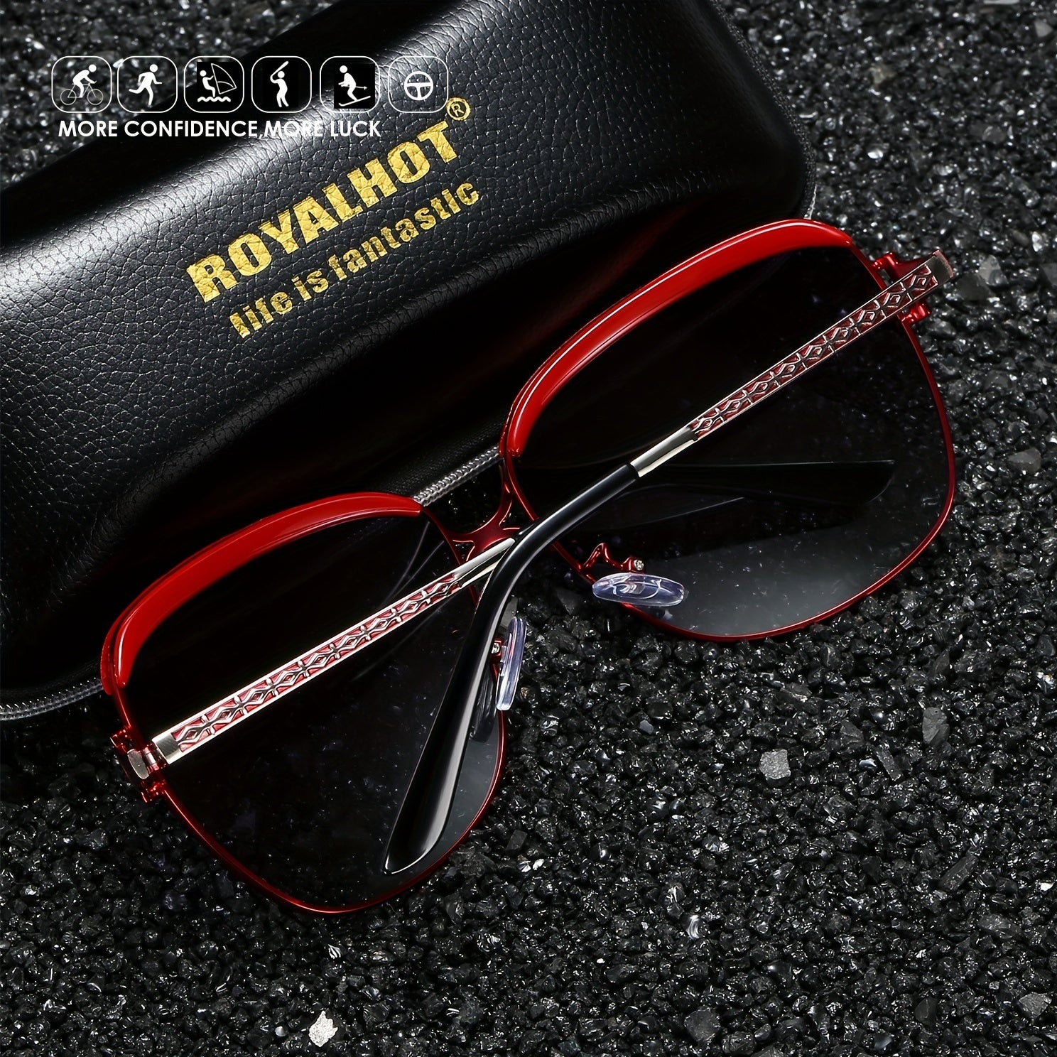 RoyalHot Polarized Vintage Sunglasses Aloly Frame Driving Sun Glasses