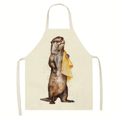 Cute Animals Pattern Apron Sleeveless Kitchen Apron for Women
