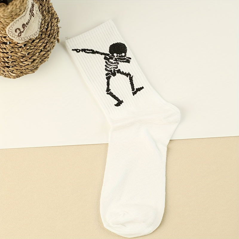 3 Pairs Skull Print Socks Halloween Women's Stockin