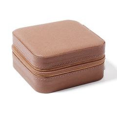 Portable PU Leather Jewelry Storage Box with Zipper - Home & Travel Organizer