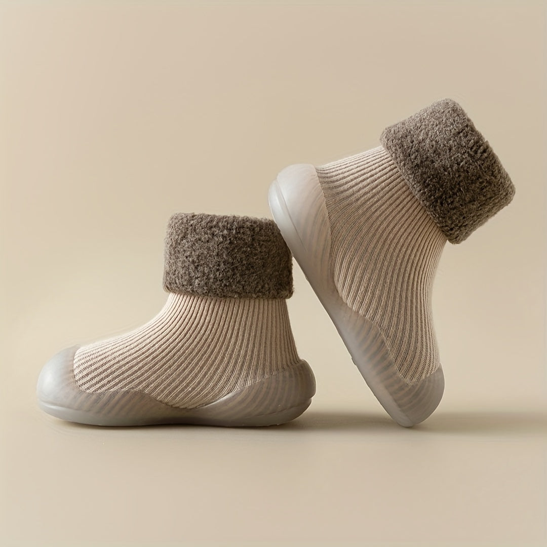 Baby Boys Slip On Sock Shoes Non Slip Warm Fleece Walking Shoes