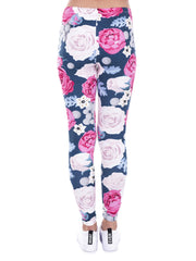 Wild Roses Print Slim Leggings Elastic Long Leggings
