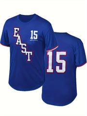 Men's EAST Star 15 Embroidery Basketball Jersey Retro Mesh Classic Crew Neck