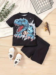 Boys Dinosaur Print T-shirt & Shorts Set