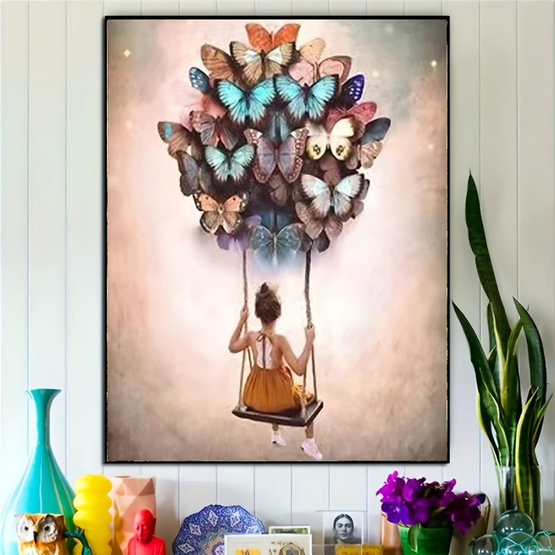 Butterfly Little Girl Swing Diamond Painting Kit DIY