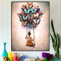 Butterfly Little Girl Swing Diamond Painting Kit DIY