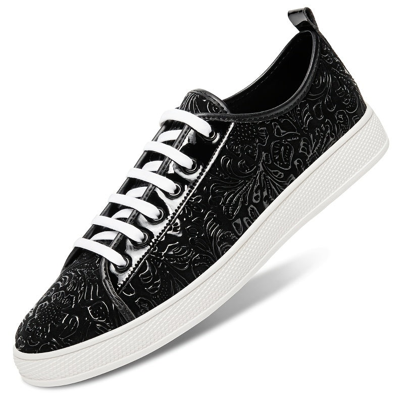 Men's Flower Embossed Sneakers Lightweight Non Slip Walking Shoes