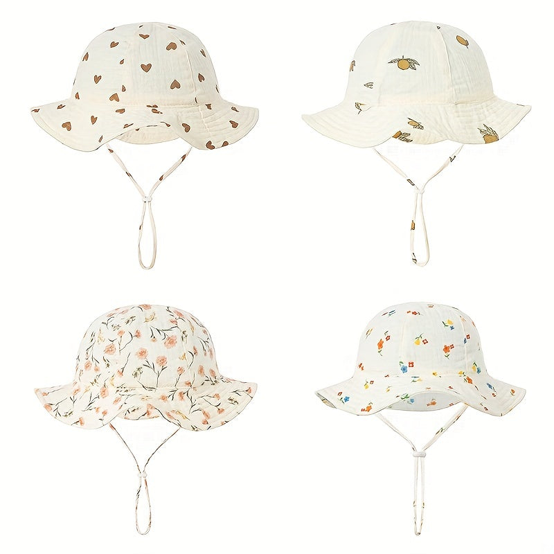 Kids Sunshade Strap Wide Brim Bucket Hat