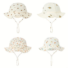 Kids Sunshade Strap Wide Brim Bucket Hat