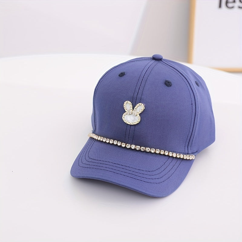 Kids Sunshade Casual Baseball Cap with Artificial Diamond