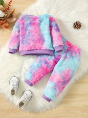 Tie Dye Outfit Letter Embroidery Top & Pants Little Boys 2pcs Set