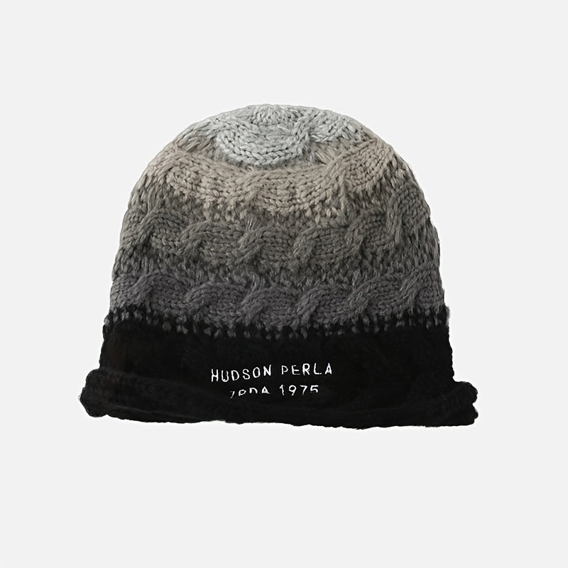 Gradient Layered Beanie Hat Winter Warm Woolen Earmuffs Knitted Hat