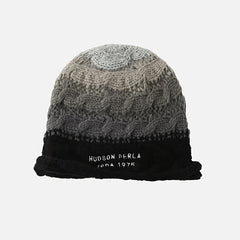 Gradient Layered Beanie Hat Winter Warm Woolen Earmuffs Knitted Hat