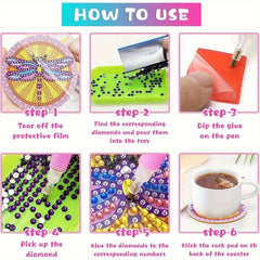 DIY Floral Theme Rhinestone Coasters Set