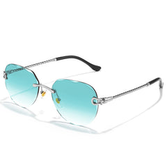 Summer Rimless Metal Polygon Pilot Aviation Sunglasses