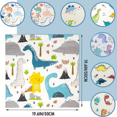 8pcs Dinosaur Cotton Fabric Set 19.6x19.6 Quilting Craft Precut Square Sheet