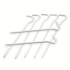 10pcs Aluminum Tent Pegs w/ 2m Rope, Storage Bag - Camp Garden Stake