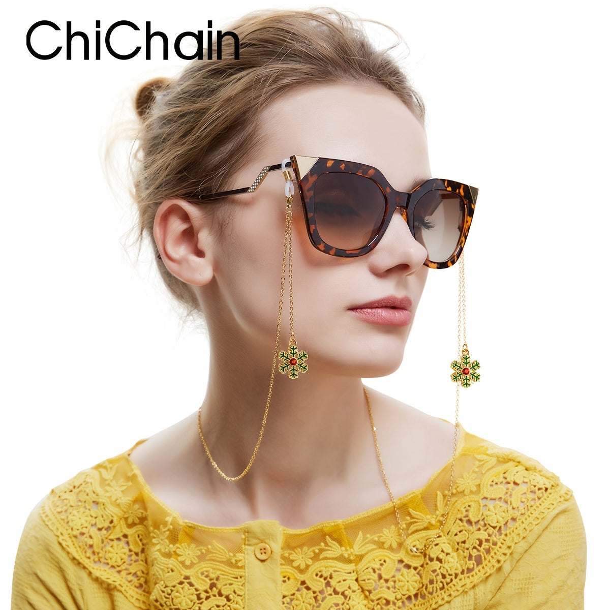 Christmas Charm Glasses Chain Metal Eyeglasses Lanyard Strap