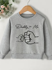 DADDY ME Fist Print Sweatshirt Boys Casual Graphic Stretch Fabric Autumn Winter