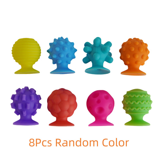 8 Pack Silicone Sensory Suction Cup Toys Assorted Colors Fidget & Anxiety Relief