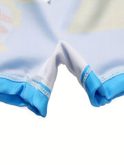 Pop Sharp Cartoon Graphic Kid's Swimwear Shorts With Hat Boy's Swimming Trunks