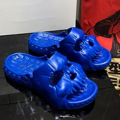 Men's Skull Head Slides Lightweight Non Slip Open Toe Quick Dry Slippers