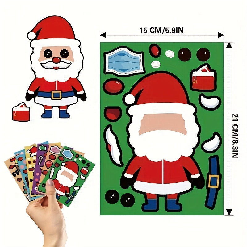 6pcs Christmas Stickers DIY Puzzle Cartoon Stickers
