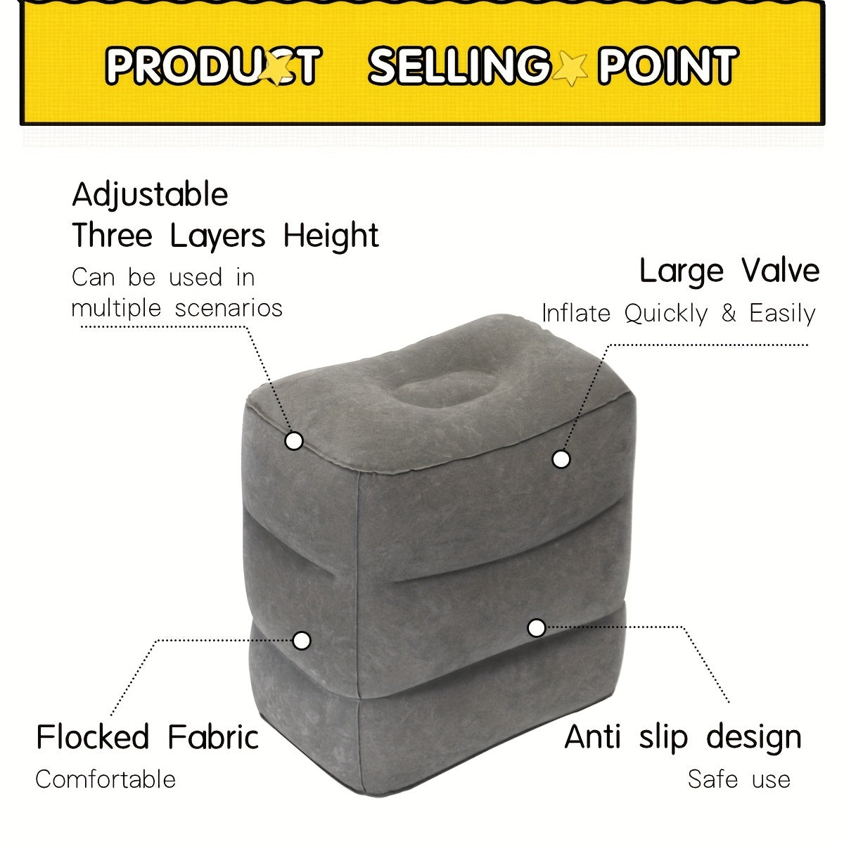 Adjustable Inflatable Travel Foot Rest with Storage Bag