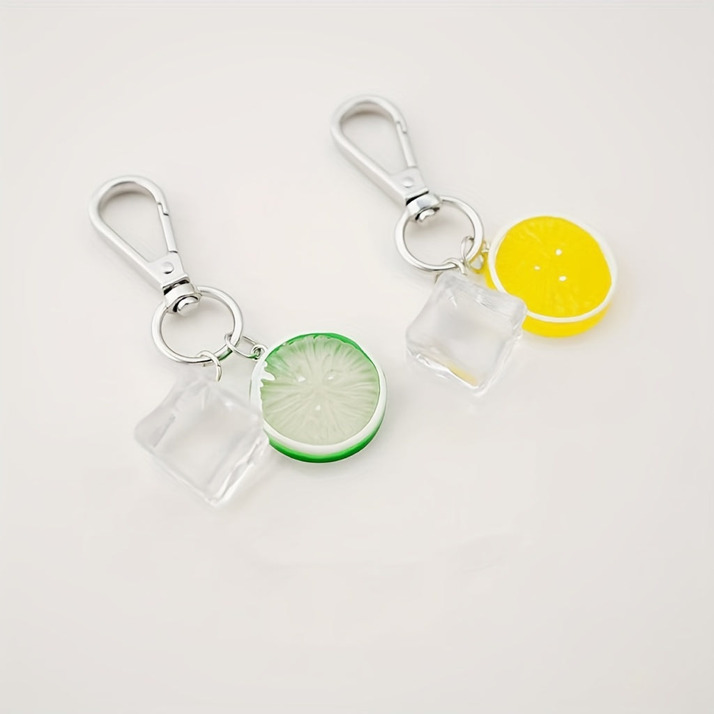 Ice Lemon Shape Keychain Simulation Food Keychain Pendant Bag Accessory