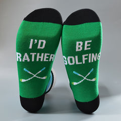 Men's Novelty Golf Graphic Mid Crew Socks, Non Slip Bottom, Autumn Winter Wear