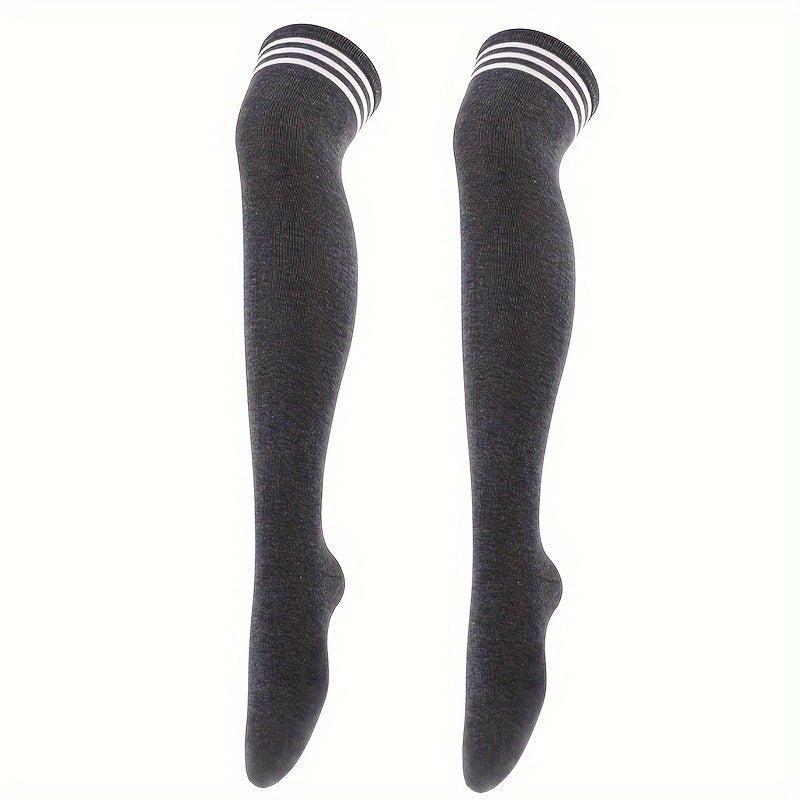 1pair Striped Over The Knee Long Socks Dance Socks