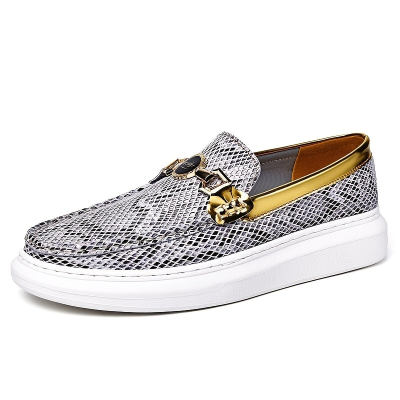 Men's Snake Print Loafer Slip On Shoes