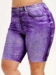 Gradient Denim Yoga Sports Shorts For Women