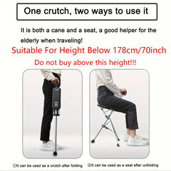Portable Cane Seat, 117.93KG Capacity, Aluminum Alloy, Durable